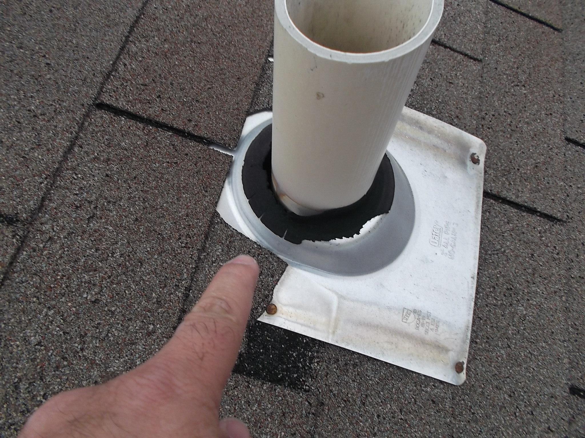 rotted rubber boot allowing water penetration to attic